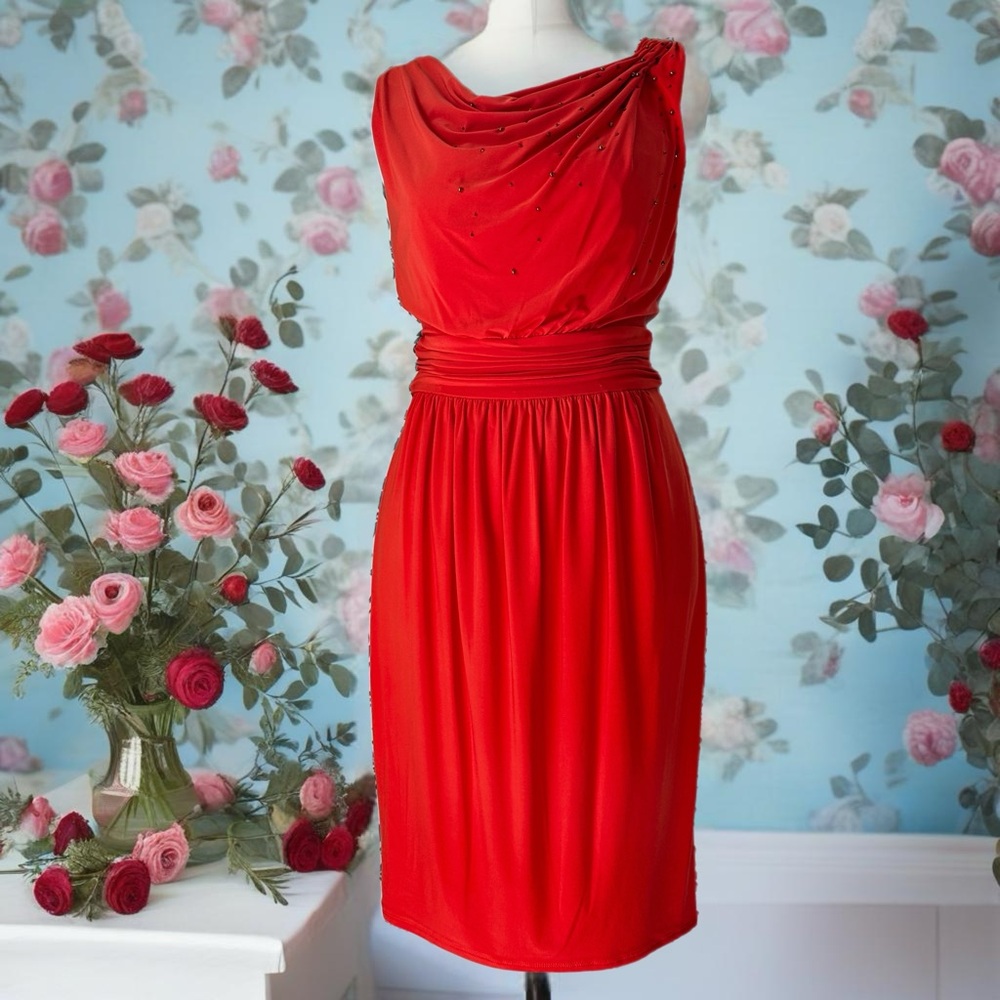 Max & Cleo-Orange Embellished Sleeveless Dress	 Size 2